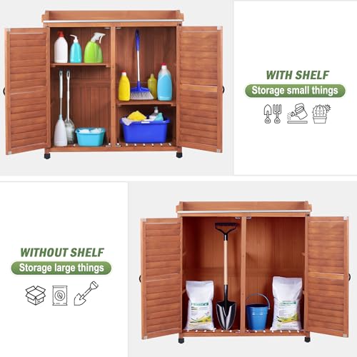 Waterproof Wooden Potting Bench with Metal Work Top B949
