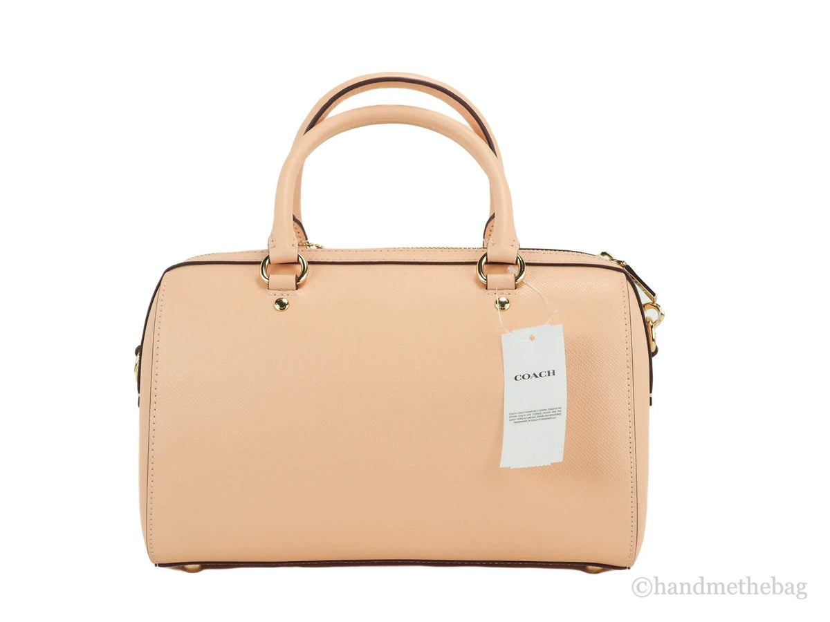 Faded Blush Grain Leather Medium Satchel Crossbody Handbag A368138