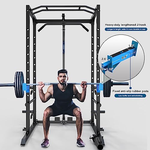 Power Cage with J-Hooks, Dip Handles, Landmine Attachment M3236