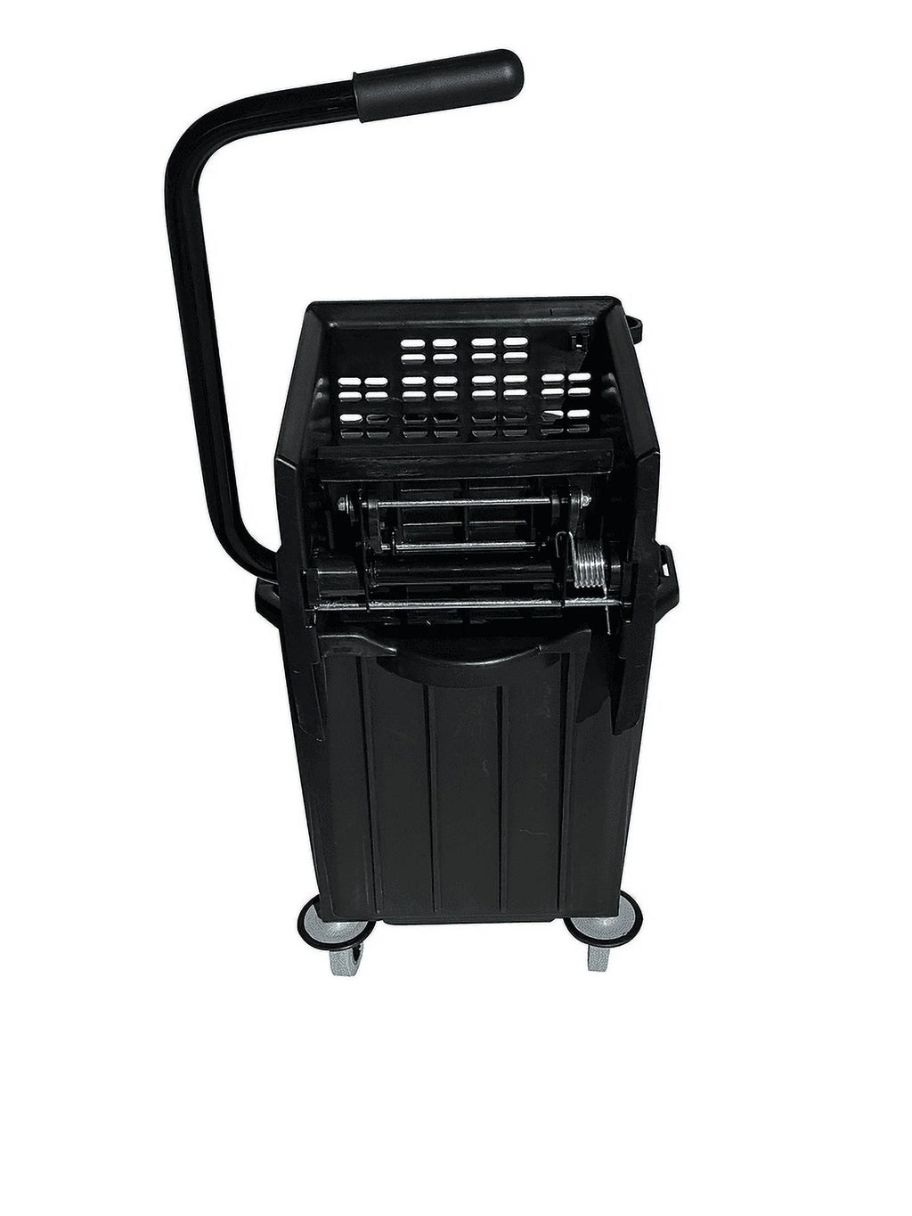 Commercial-Grade Mop Bucket with Separator & Dirty Water Pail, Metal Casters, Side-Press Wringer, Black N145404