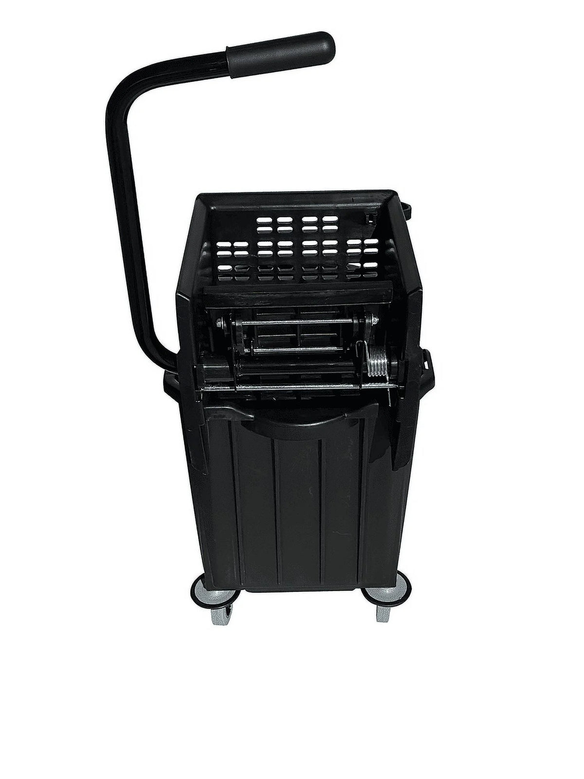 Commercial-Grade Mop Bucket with Separator & Dirty Water Pail, Metal Casters, Side-Press Wringer, Black N145404