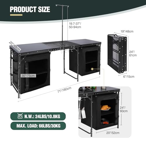 Lightweight Portable Camping Kitchen Table with Sink U395