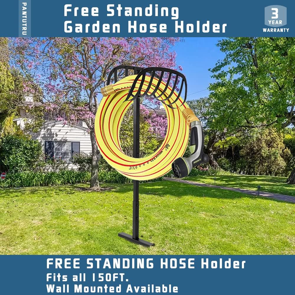 Black Pack of 2 Freestanding Hose Holder Stand Rack J50063