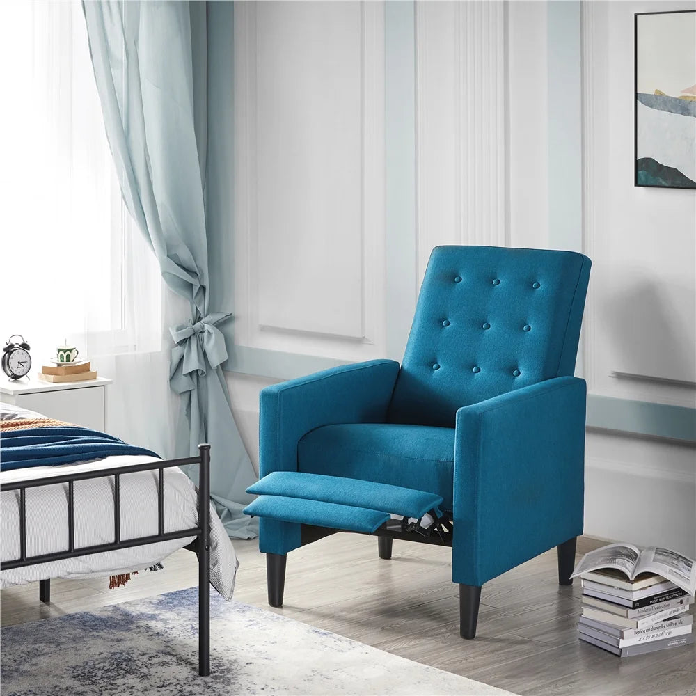 Blue Fabric Recliner Set of 2 C1446