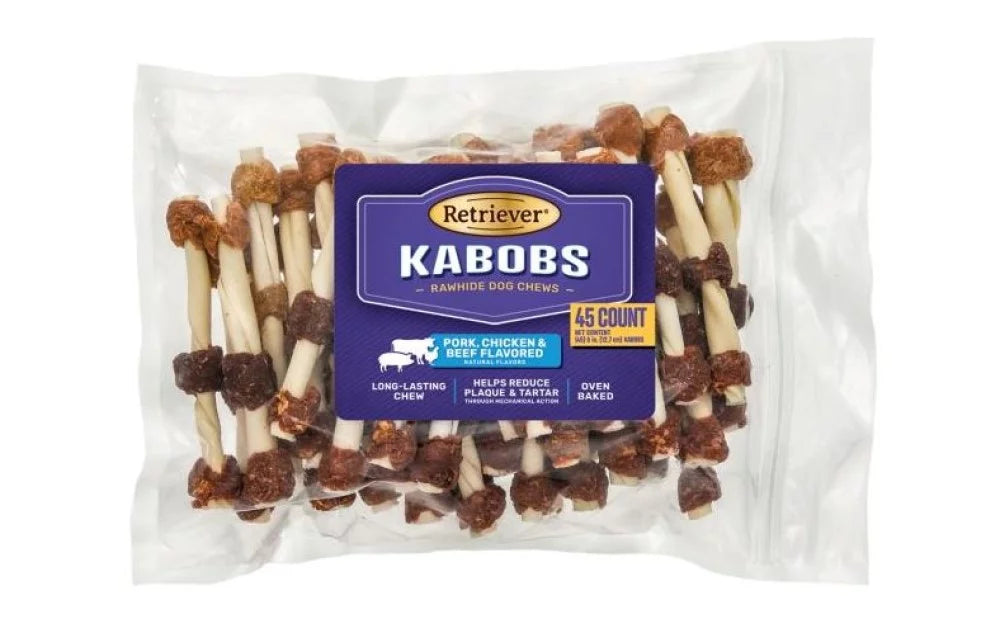 45 Count Natural Pork Chicken Beef Flavor Dog Rawhide Chews G315