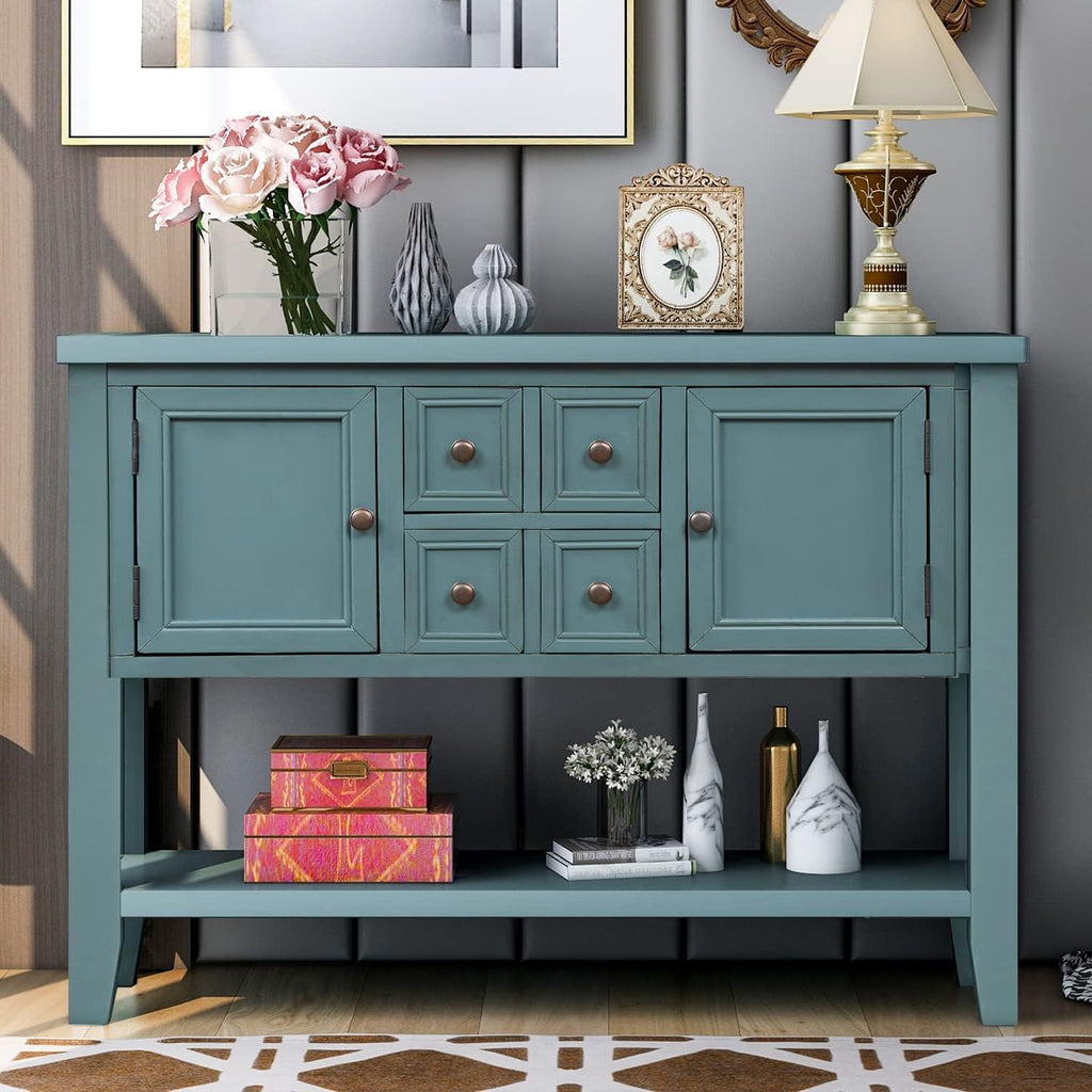 Solid Wood Console Table with 3 Drawers, 2 Cabinet and 1 Shelf G813