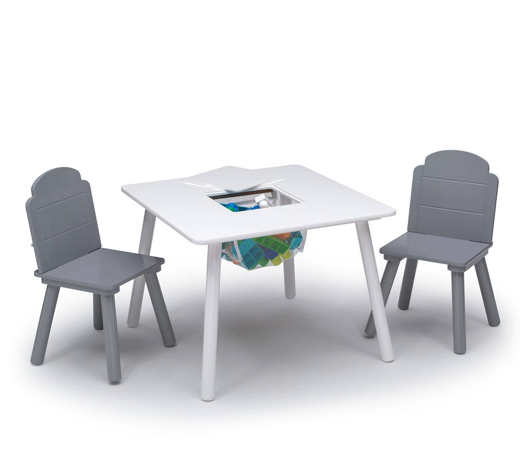 Grey Table and Chair Set with Storage Q7839