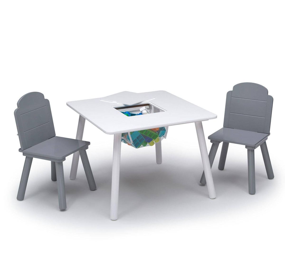 Grey Table and Chair Set with Storage Q7839