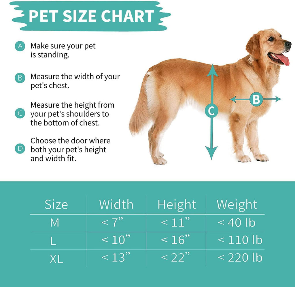 Large Pet Door Aluminum Dog Door Cat Door with Slide-in Lock Panel and Magnetic Flaps K2278