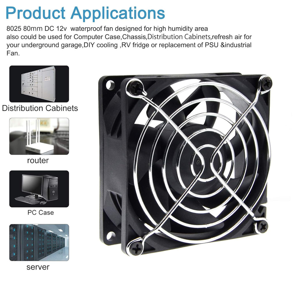 80mm DC 12V Waterproof Cooling Fan R8815