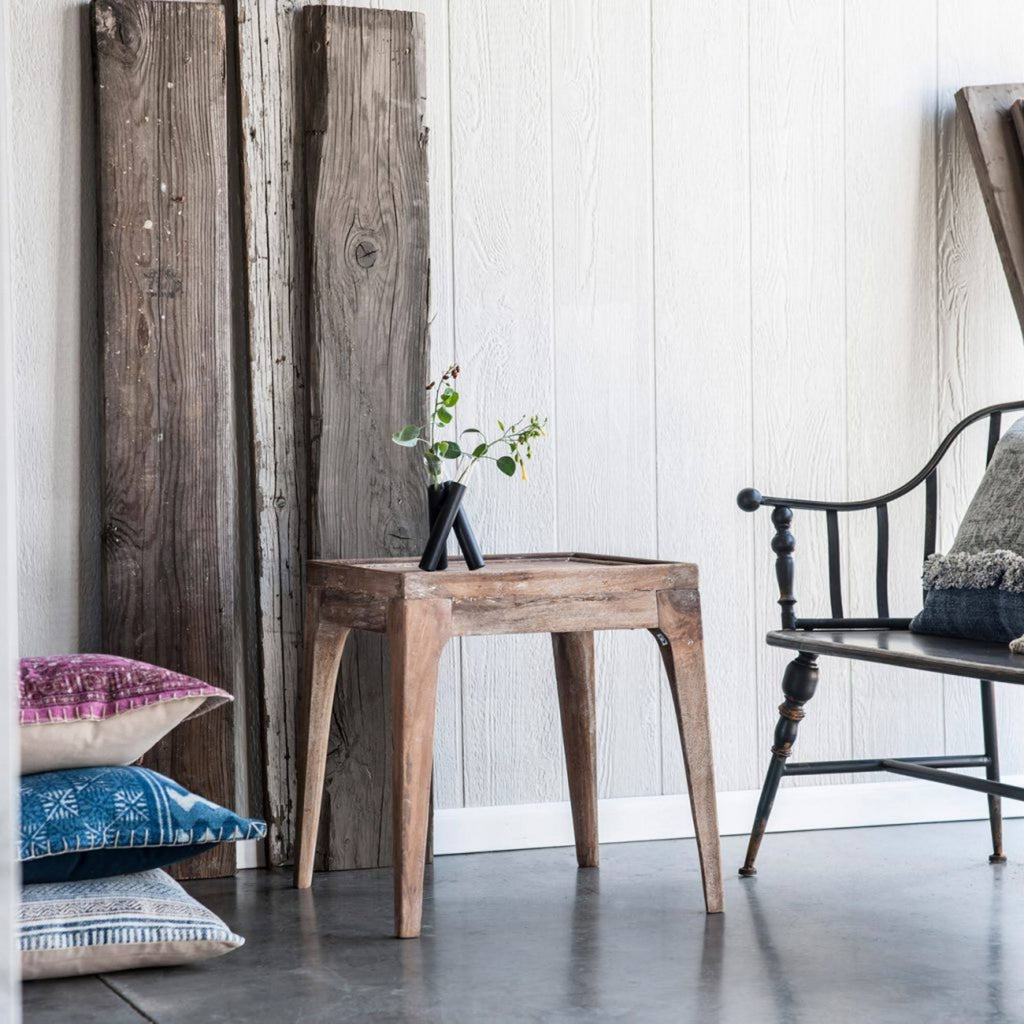 White and Brown Distressed Finish Side Table R525461