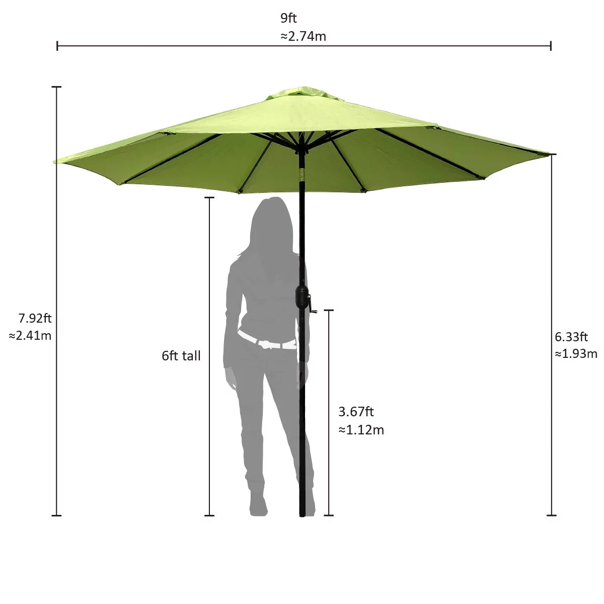 9ft Patio Umbrella with Crank and Tilt Red R10382