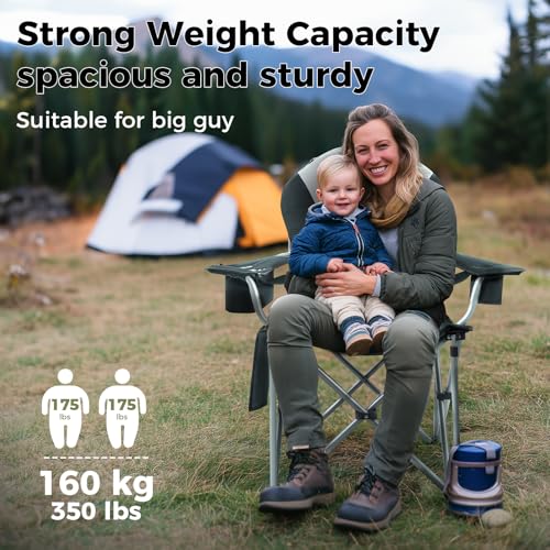 Oversized Heavy Duty Camping Folding Chair with Cup Holder E450865