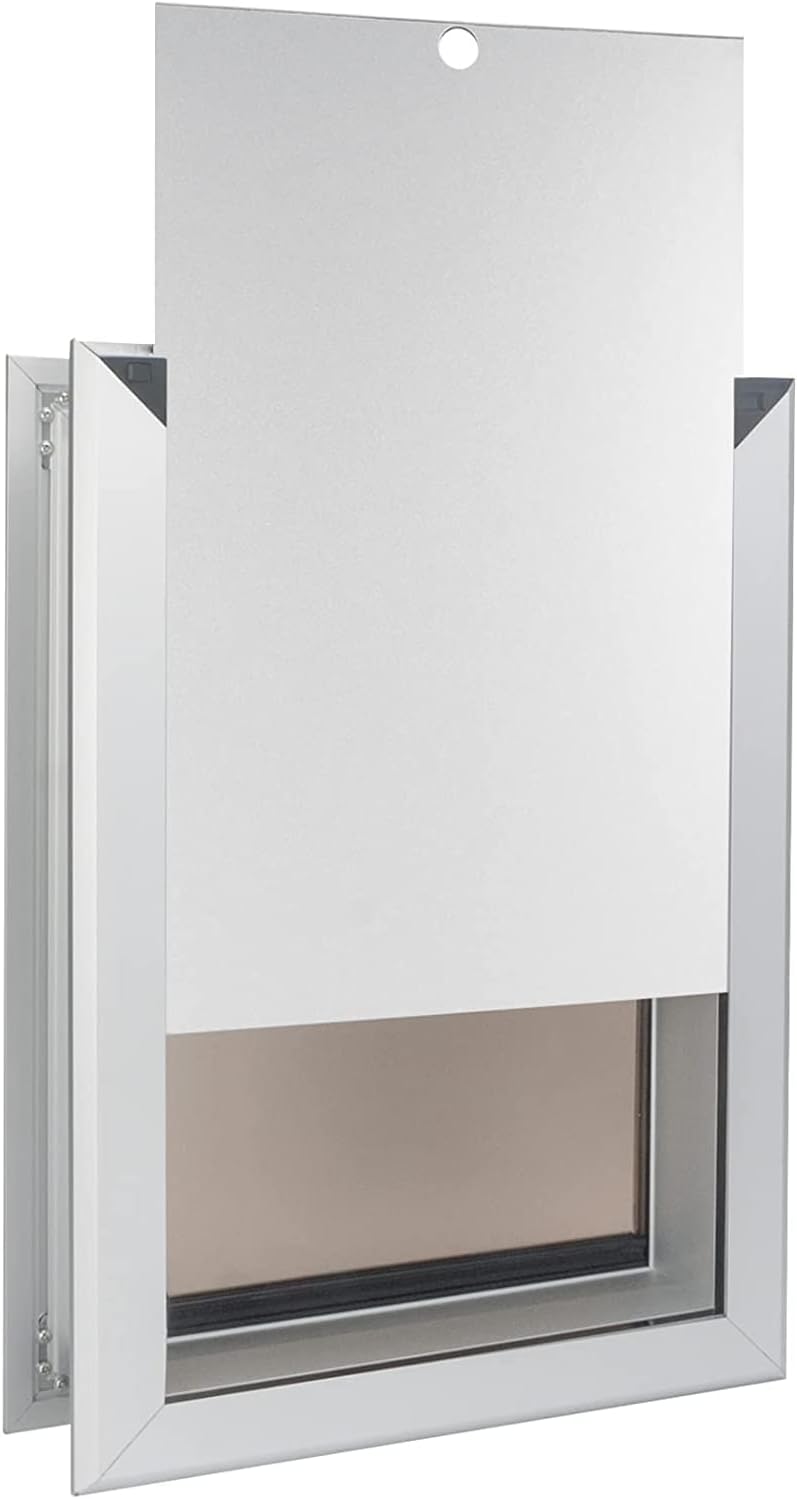 Large Pet Door Aluminum Dog Door Cat Door with Slide-in Lock Panel and Magnetic Flaps K2278