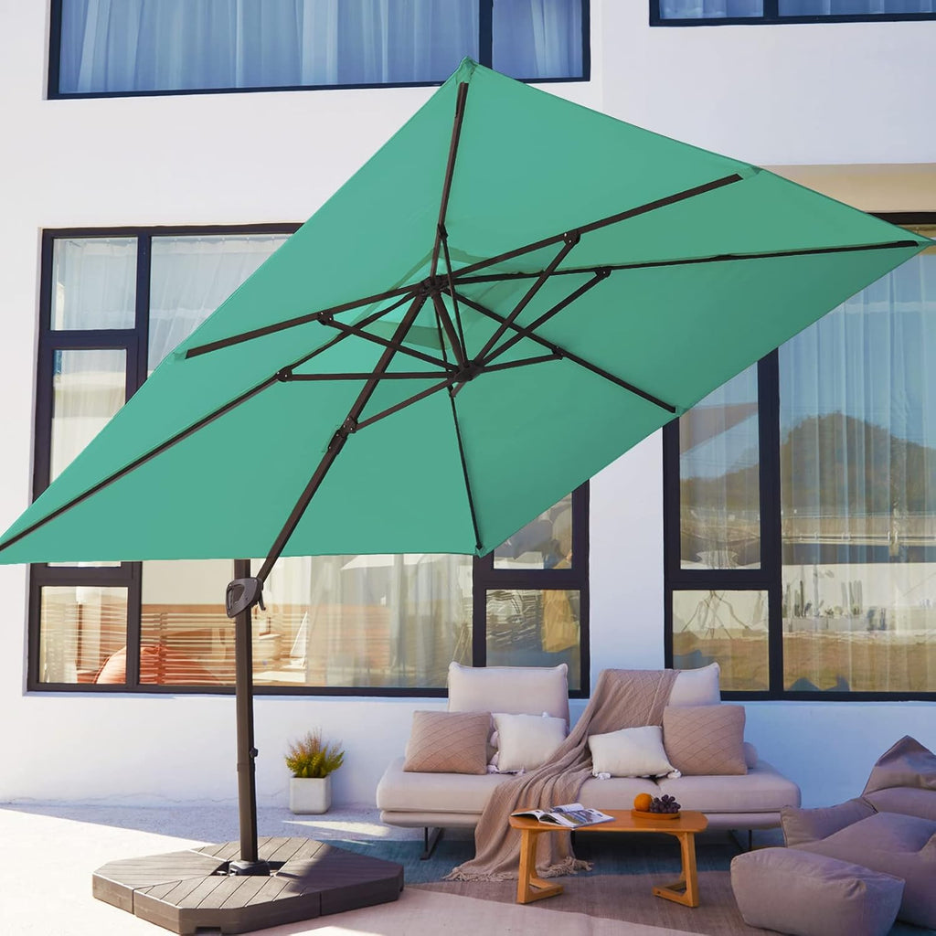 Beige 9x9 FT Square Cantilever Patio Umbrella with Aluminum Frame K31409