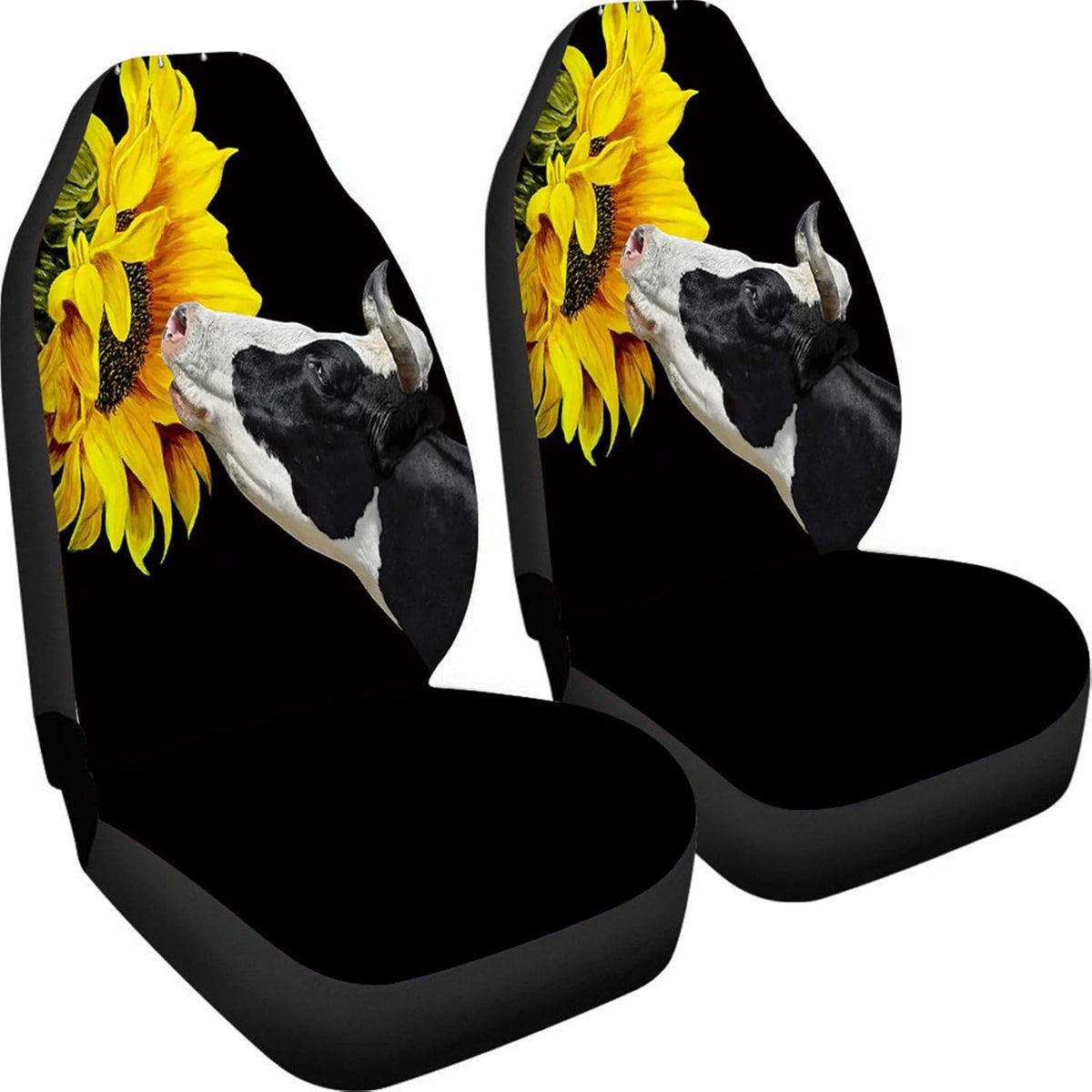 Non Slip Neoprene Front Seat Covers Set of 2 Black White Universal Size V88077