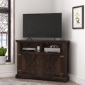 Espresso Wood Corner TV Stand with 2 Doors and 2 Shelves R188101