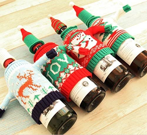 4 Pack Christmas Wine Bottle Covers and Hats Kit R793956
