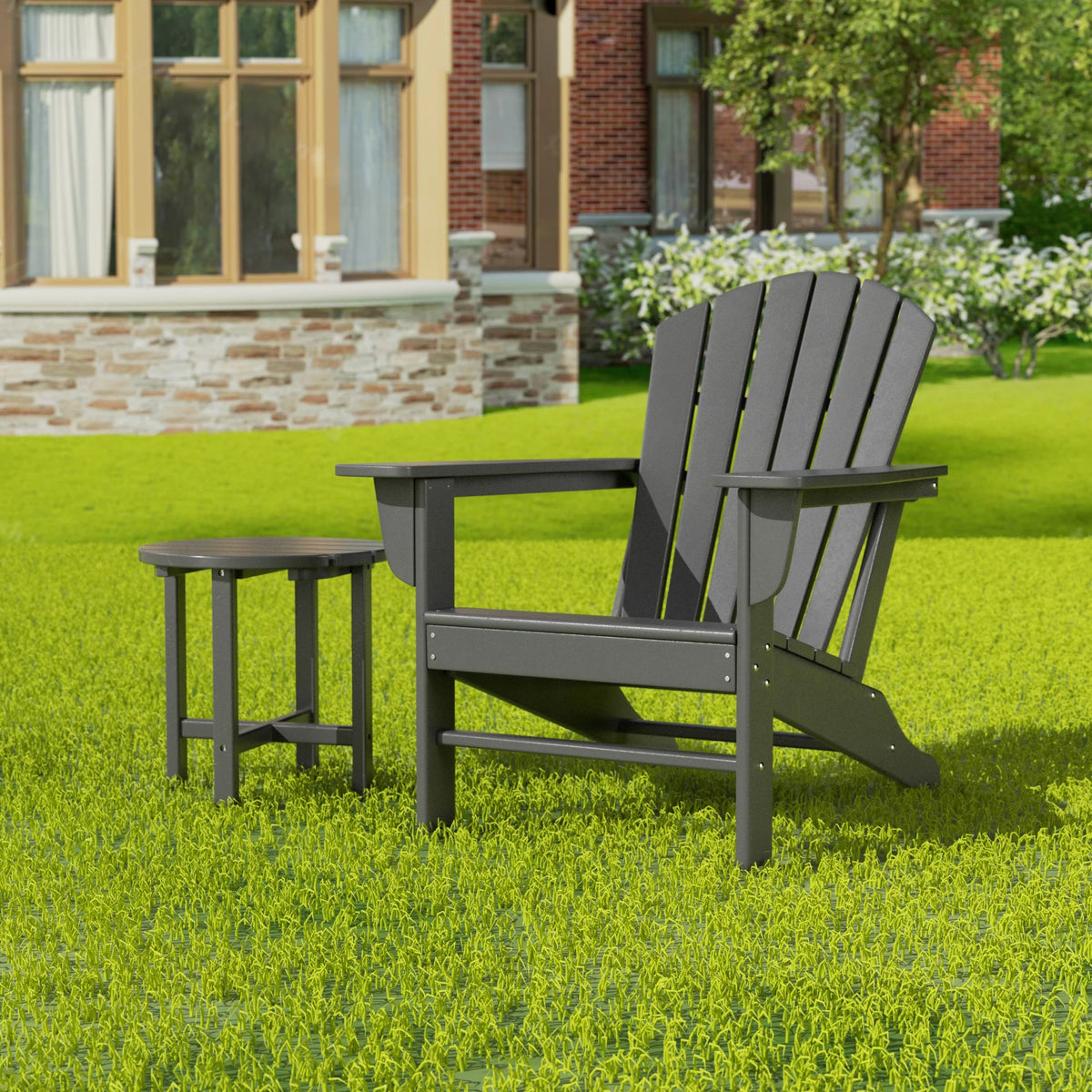18" Round Plastic Outdoor Patio Side Table D71371