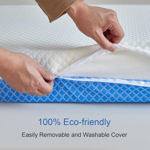 Baby Crib Mattress with Removable Outer Cover, White & Blue L185905