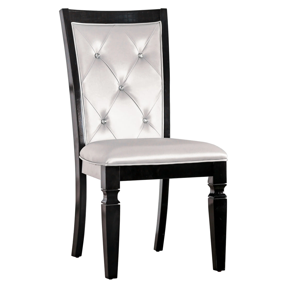 Black and Silver Tufted Side Chairs Set of 2 F434