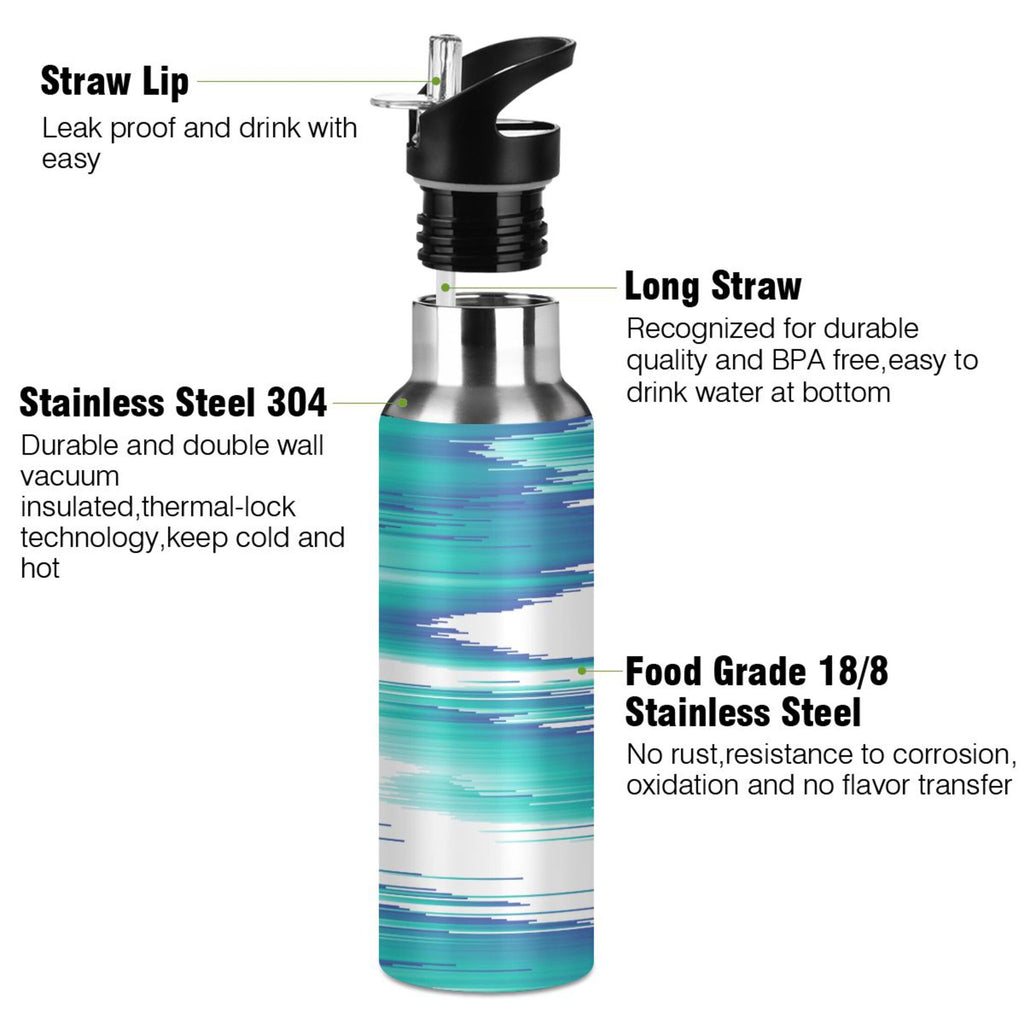 Stainless Steel Water Bottle Gradient Blue Green with Straw Lid Vacuum Insulated 20 OZ K3926