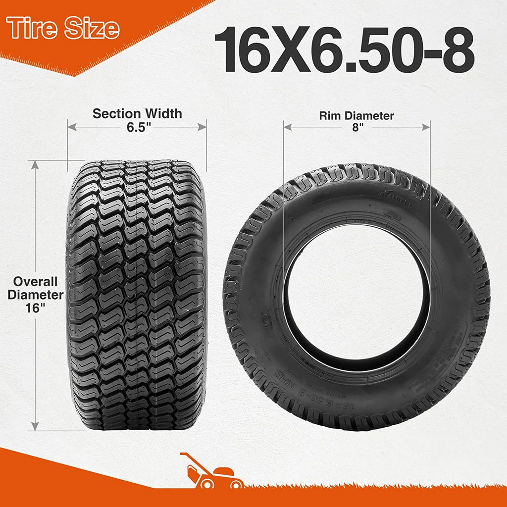 2 Pack 16x6.50-8 Lawn & Garden Tire 4PR B8396