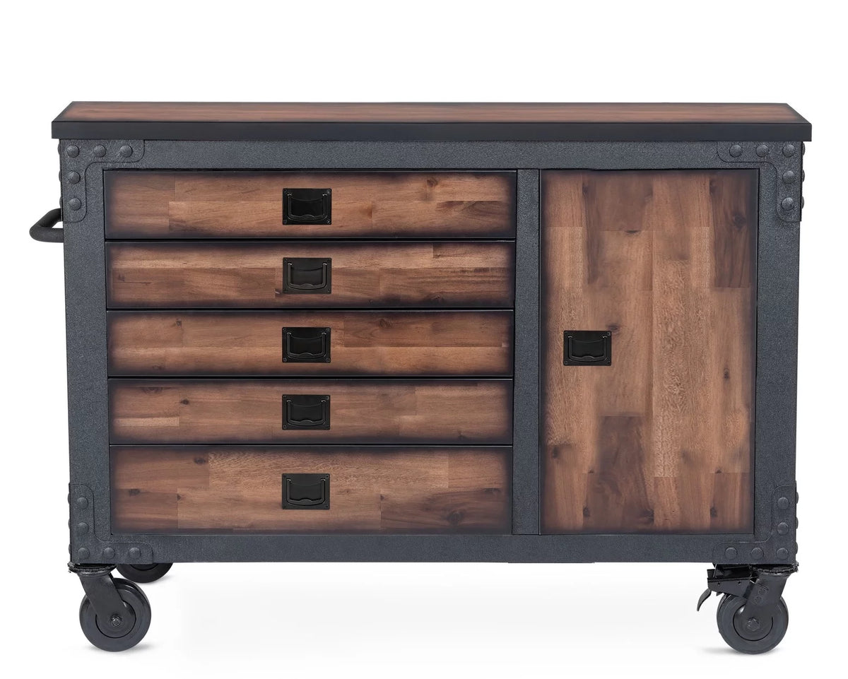 48 in. 5-Drawers Rolling Tool Chest with Wood Top A375