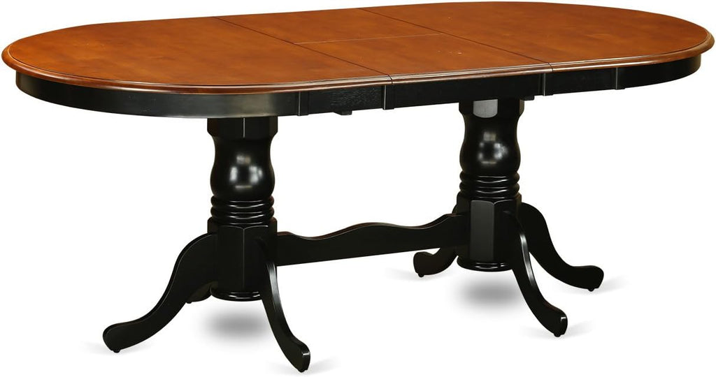 7 Piece Oval Dining Table with Butterfly Leaf and 6 Wood Seat Chairs, Black & Cherry U466
