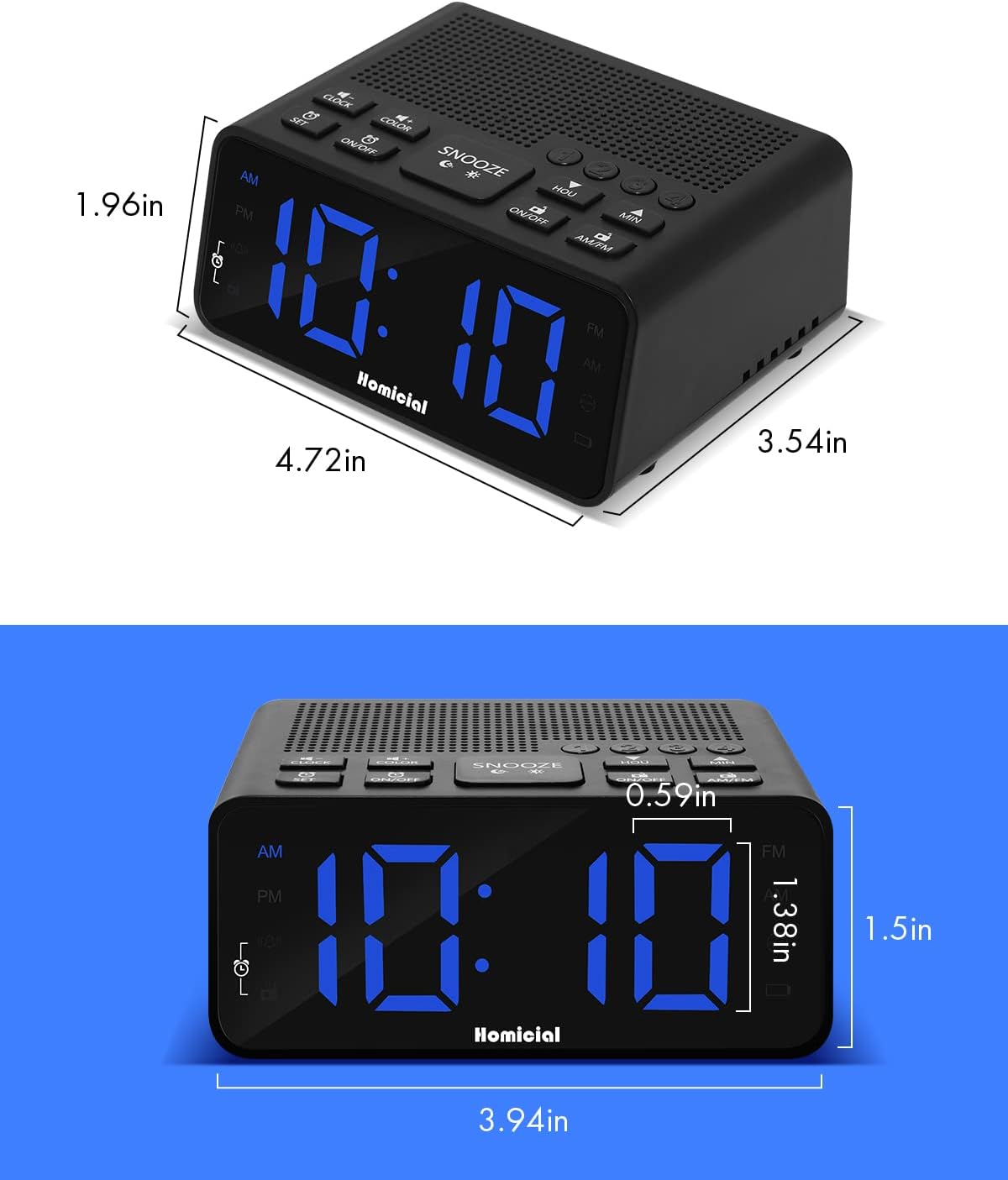 1.4” LED Digital Alarm Clock Radio with AM/FM Radio E38209