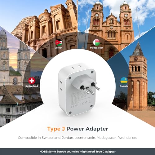 2 Pack European Travel Plug Adapter with 4 Outlets 3 USB Charger J715450