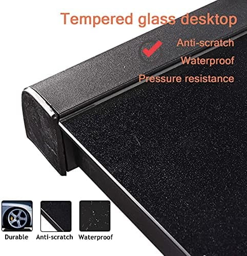 55.1'' Glass Top Metal Frame Computer Desk with Bookshelf V37269