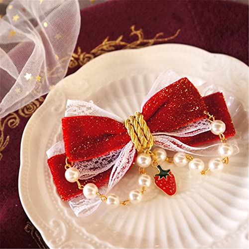 Red Velvet Bow Hair Clips D4973