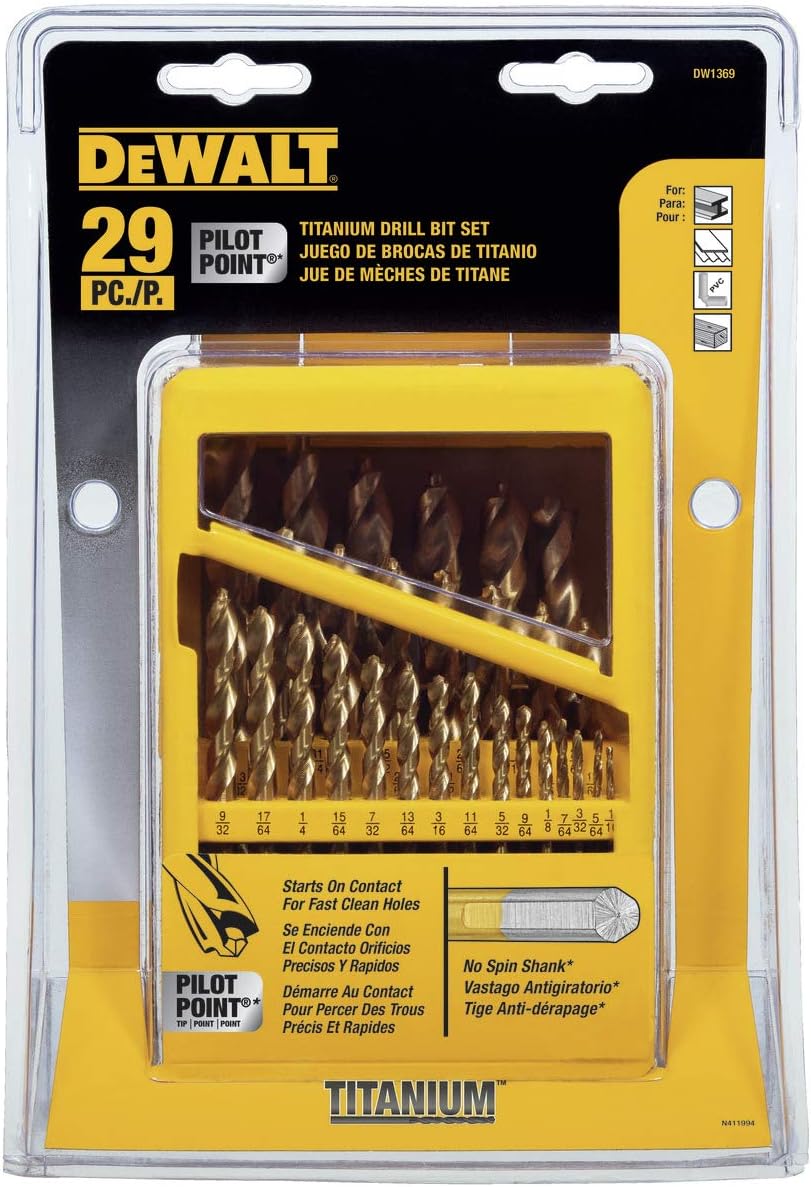 29-Piece Titanium Drill Bit Set with Pilot Point A114301