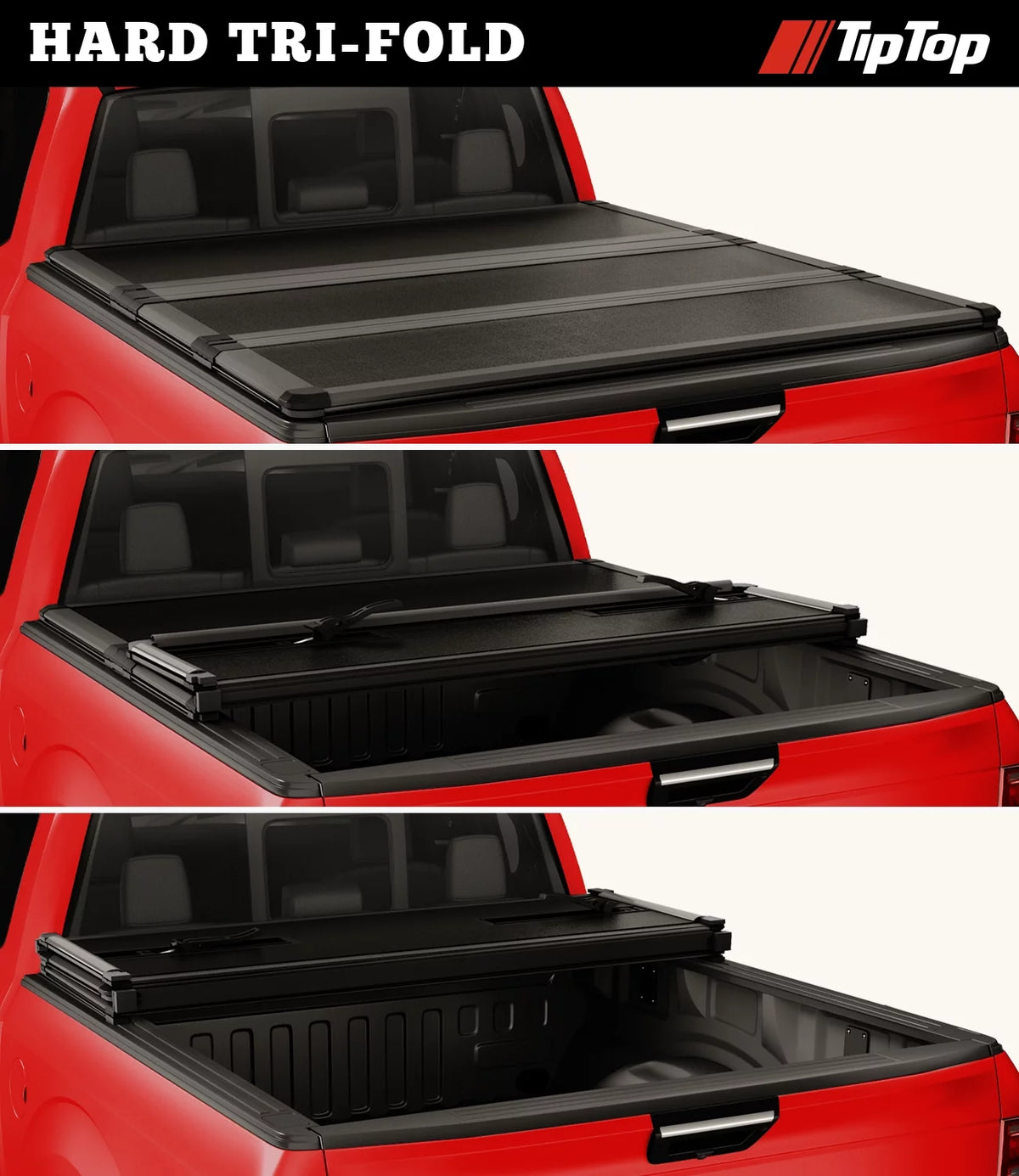 Tri-Fold Hard Tonneau Cover Truck Bed FRP On Top I490311