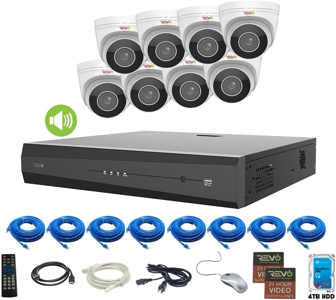 16Ch 4TB HDD IP NVR Video Surveillance System with 12x 4MP Bullet Camera and 4x 4MP Turret Cameras T483