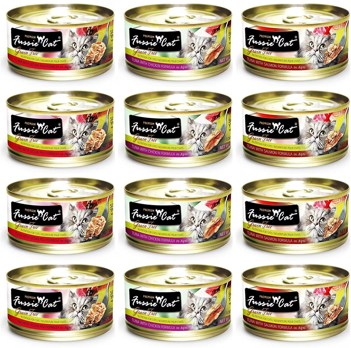 Grain Free Canned Cat Food 3 Flavor Variety Bundle, 2.82 Oz Each (12 Cans Total) Y9704