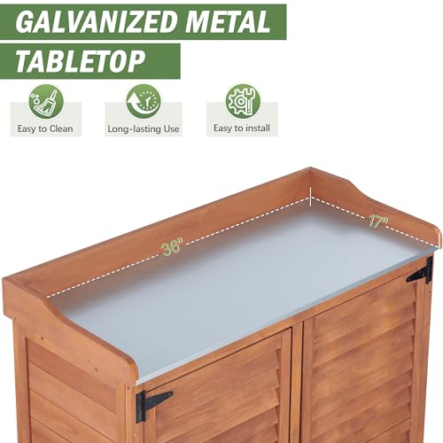 Waterproof Wooden Potting Bench with Metal Work Top B949