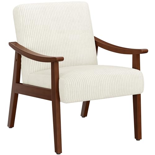 Brown PU Leather Accent Chair with Solid Wood Legs M5239