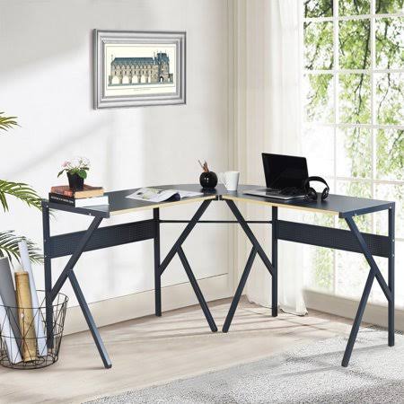 Black L Shaped Corner Computer Desk S8542
