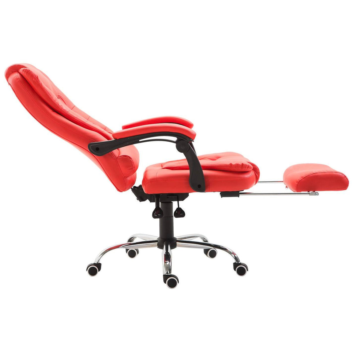 High Back Reclining PU Leather Office Chair with Footrest (Red) F5473