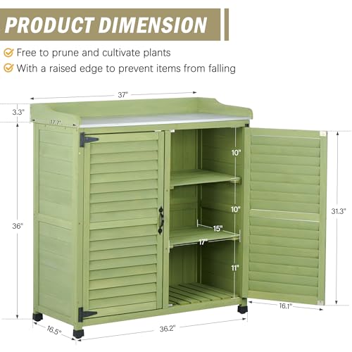 Waterproof Wooden Potting Bench with Metal Work Top B949
