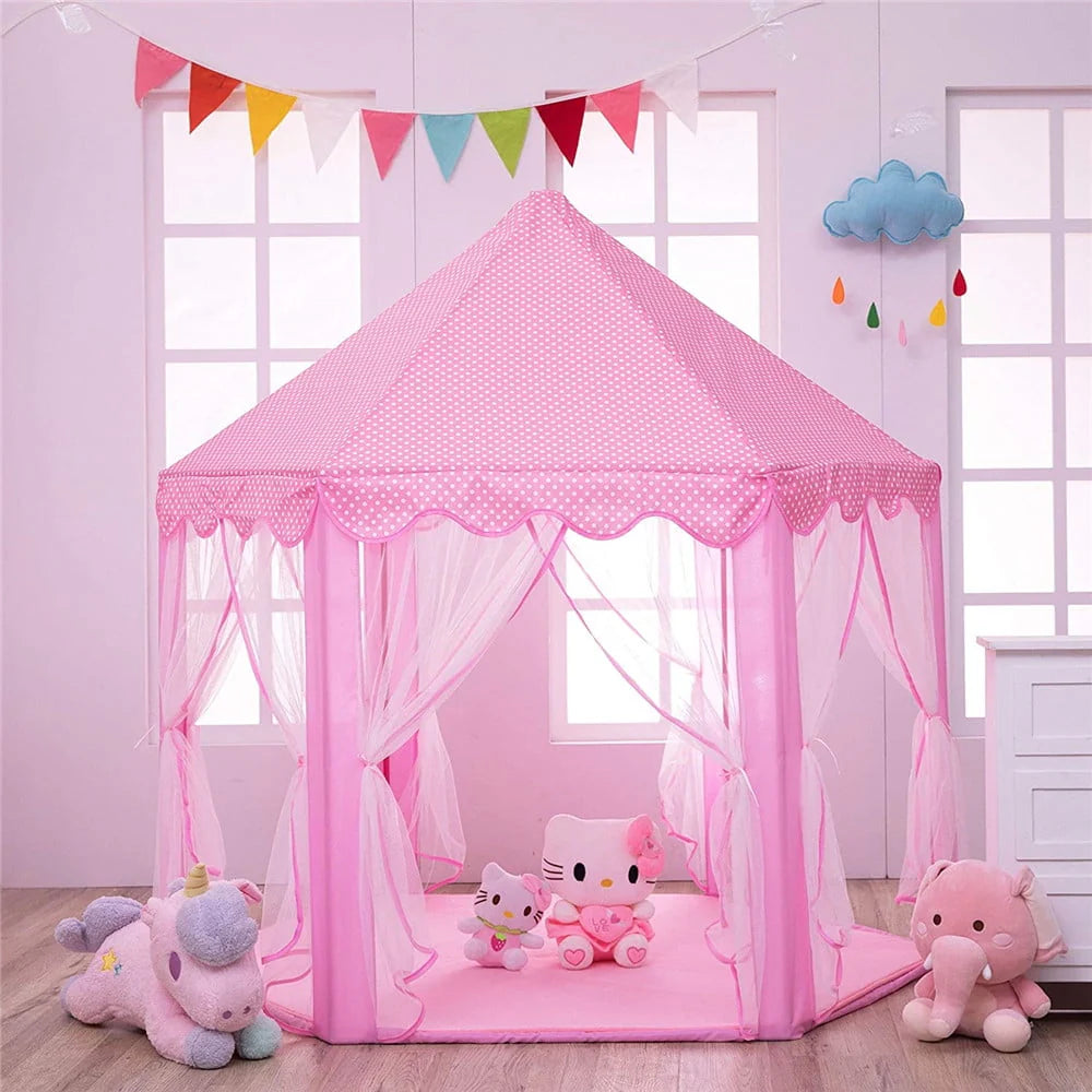 Hexagon Play Tent for Kids with Star Lights L298982