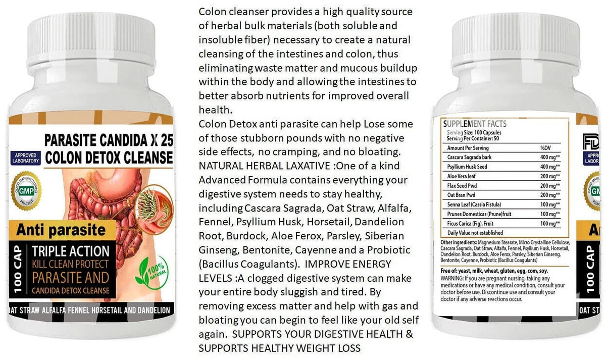 Candida Cleanse Capsules with Herbs Enzymes 100 capsule L582