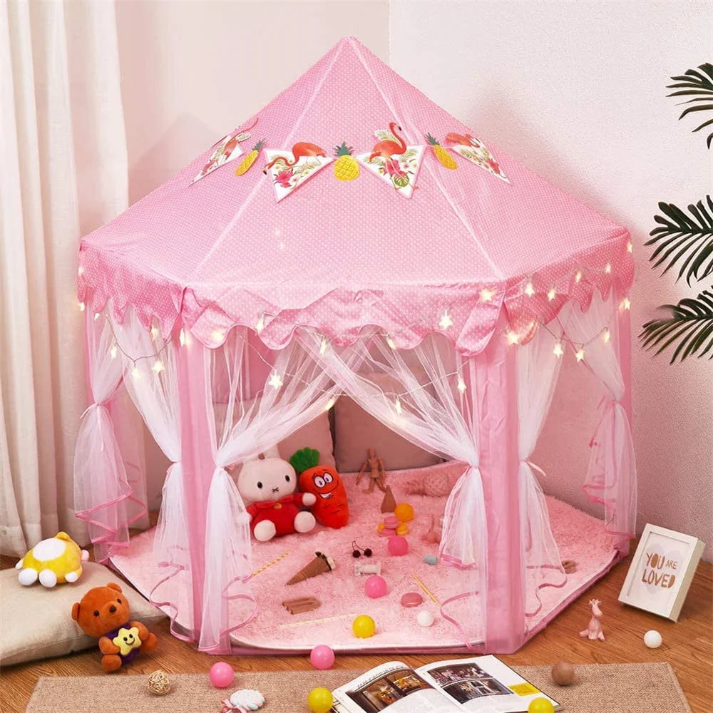Hexagon Play Tent for Kids with Star Lights L298982