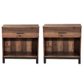 2 Piece Bedroom Set with Two 1 Drawer Wood Nightstands in Rustic Pine A2311
