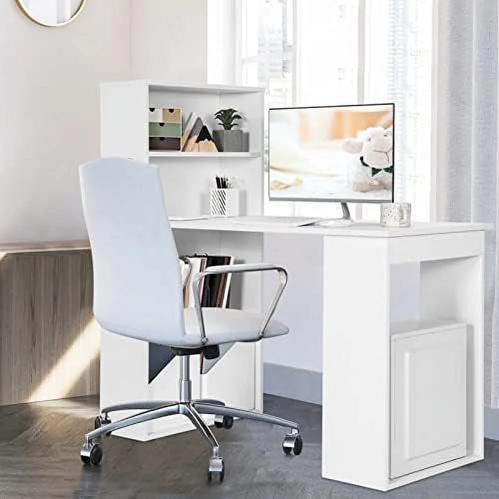 Black Computer Desk with Bookcase and CPU Stand S996