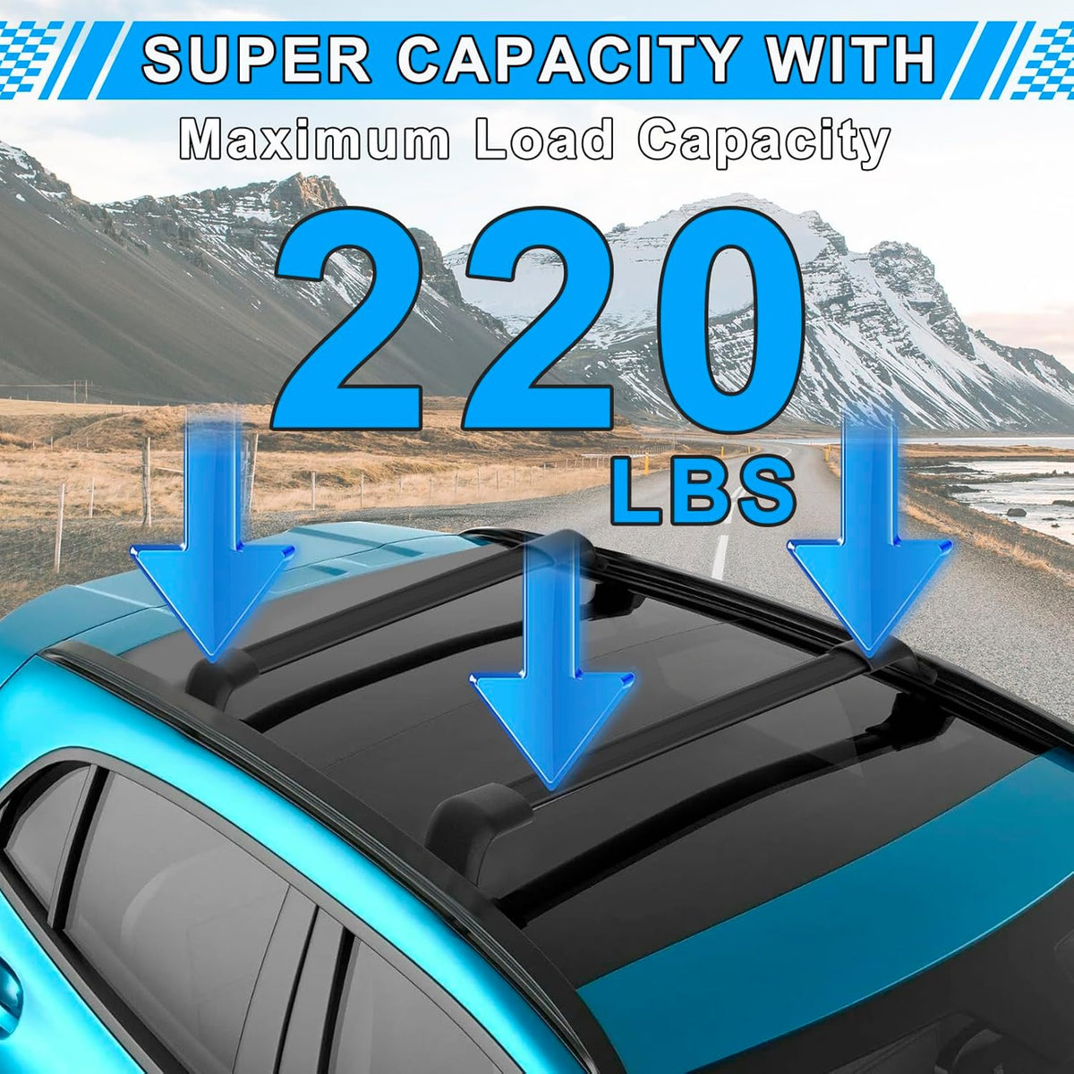 220LBS Aluminum Roof Rack Cross Bars X77462