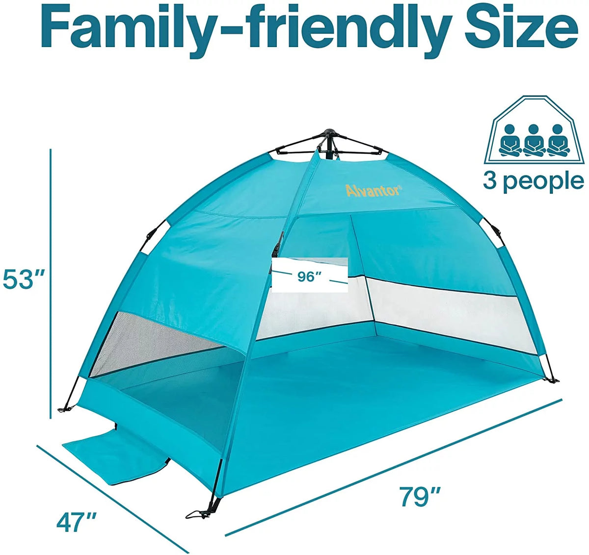 Beach Umbrella Tent Automatic Pop Up Sun Shelter UPF 50+ Canopy F3769