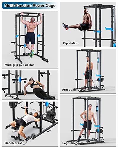 Power Cage with J-Hooks, Dip Handles, Landmine Attachment M3236